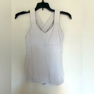 Lululemon white cross back tank size 4
